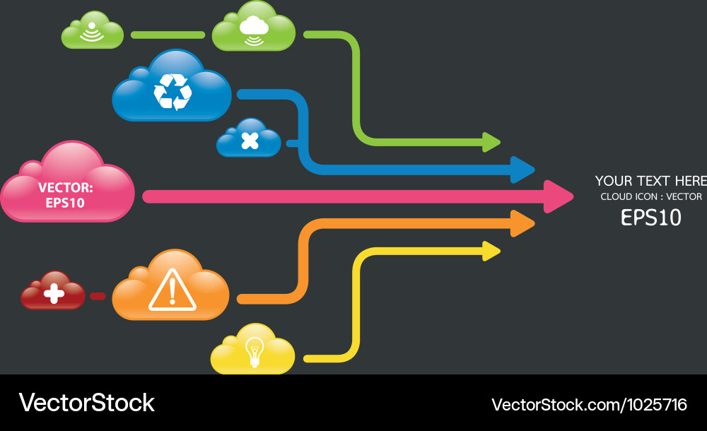 Cloud color arrow graph Royalty Free Vector Image