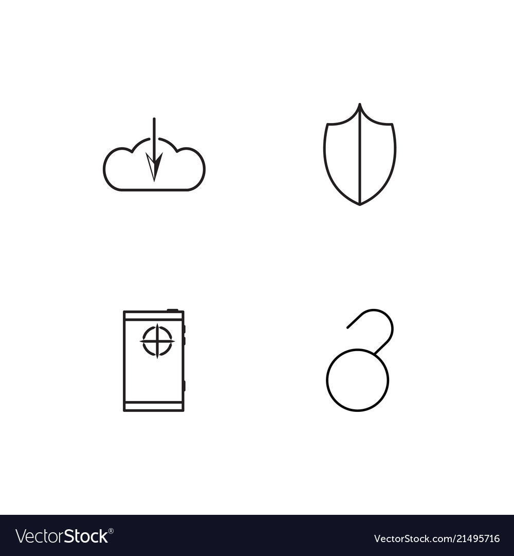 Cyber security linear icons set simple outline