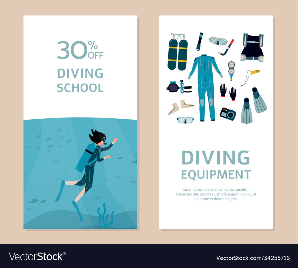 Design cards for scuba diving school