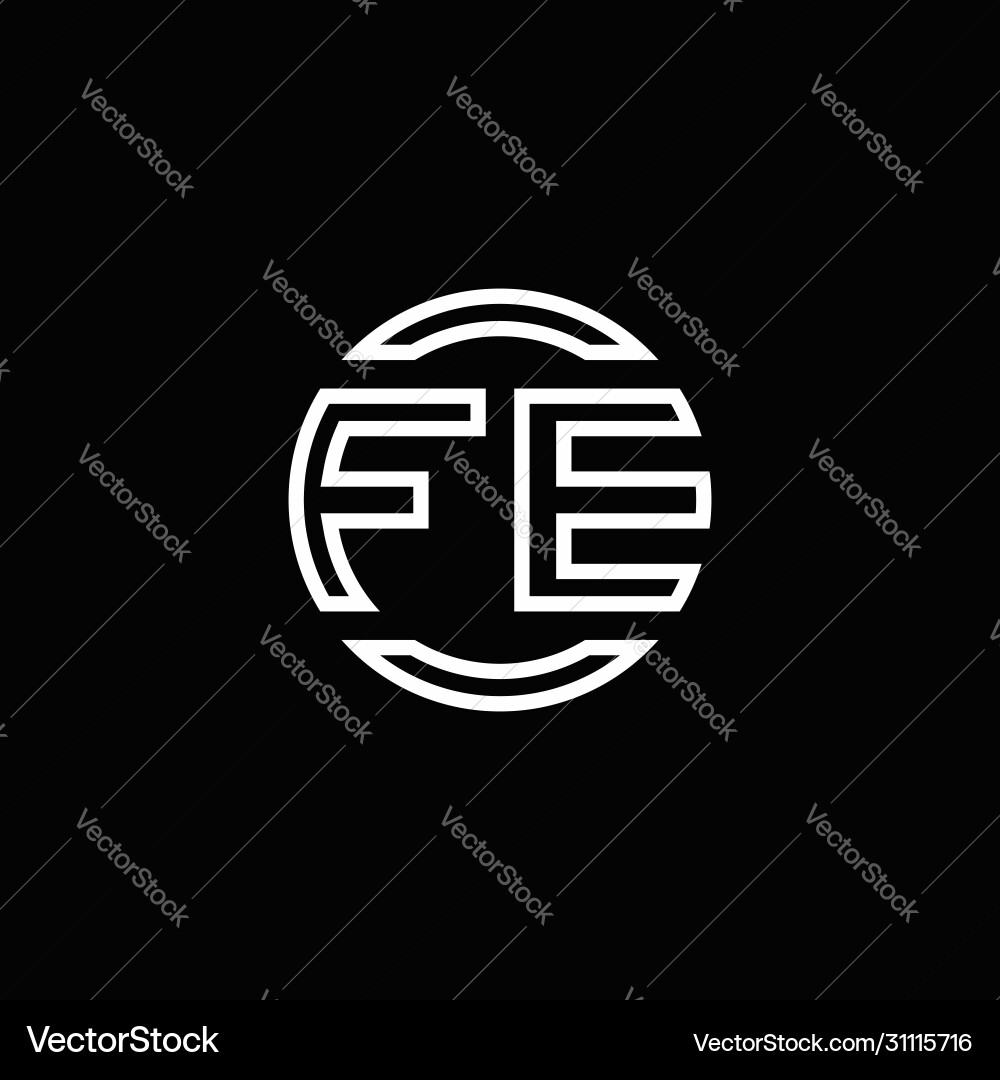 Fe logo monogram with negative space circle Vector Image