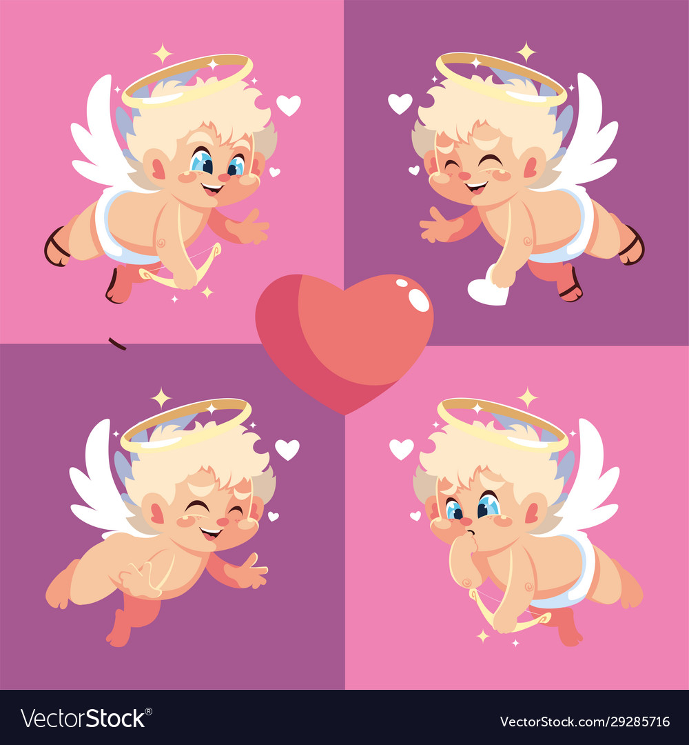 Happy valentines blond cupids cartoons