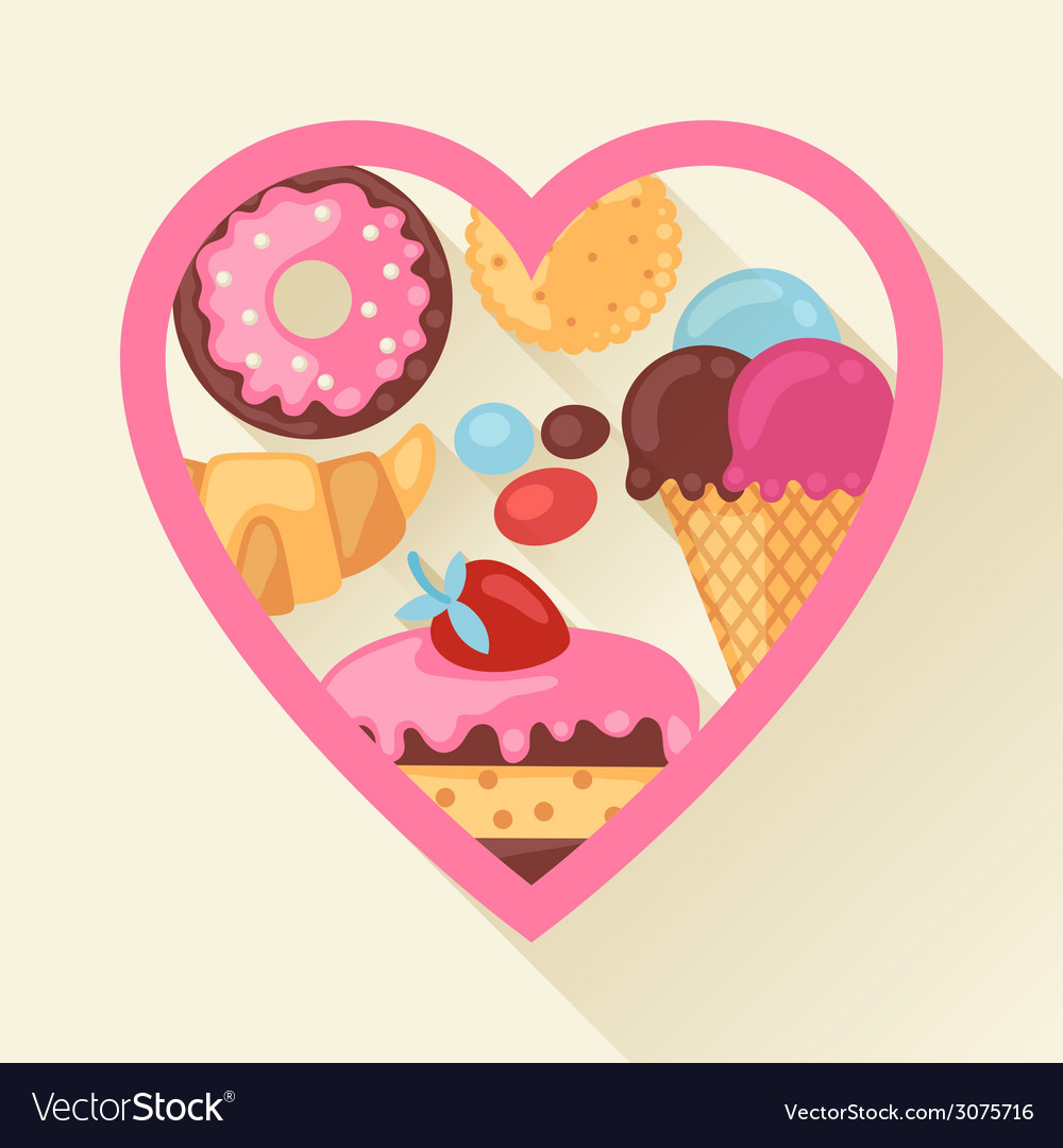 Heart background with colorful candy sweets