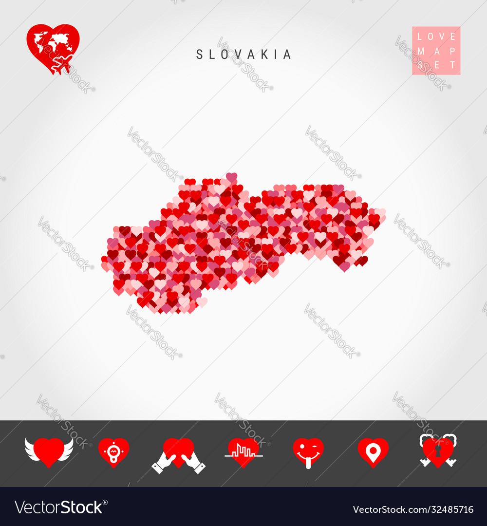 I love slovakia red hearts pattern map