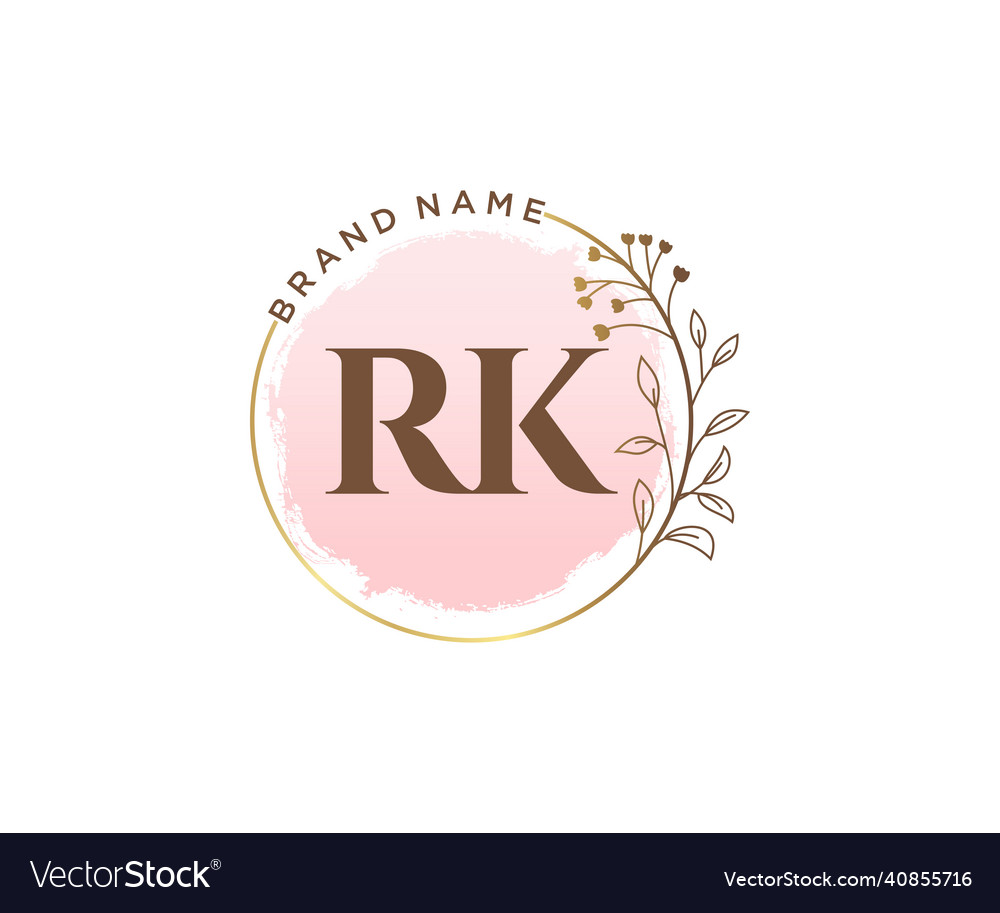 Initial rk feminine logo usable for nature salon