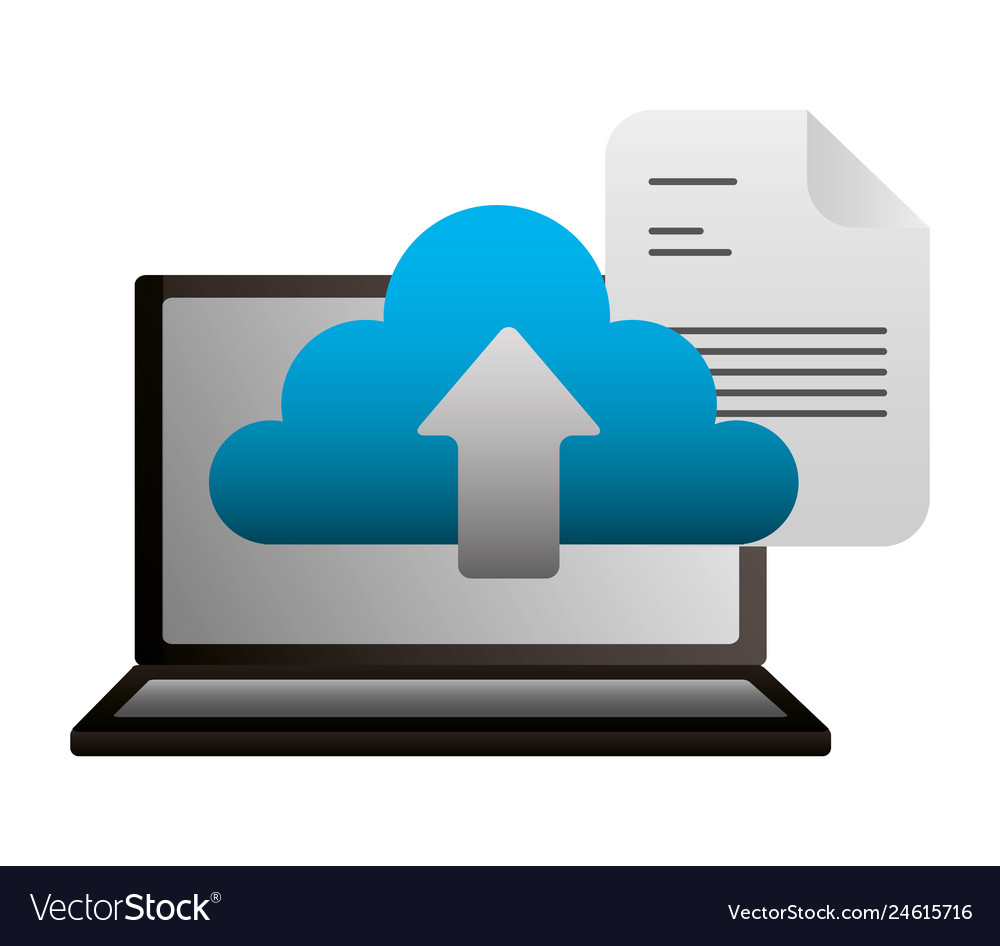 Laptop cloud computing document upload