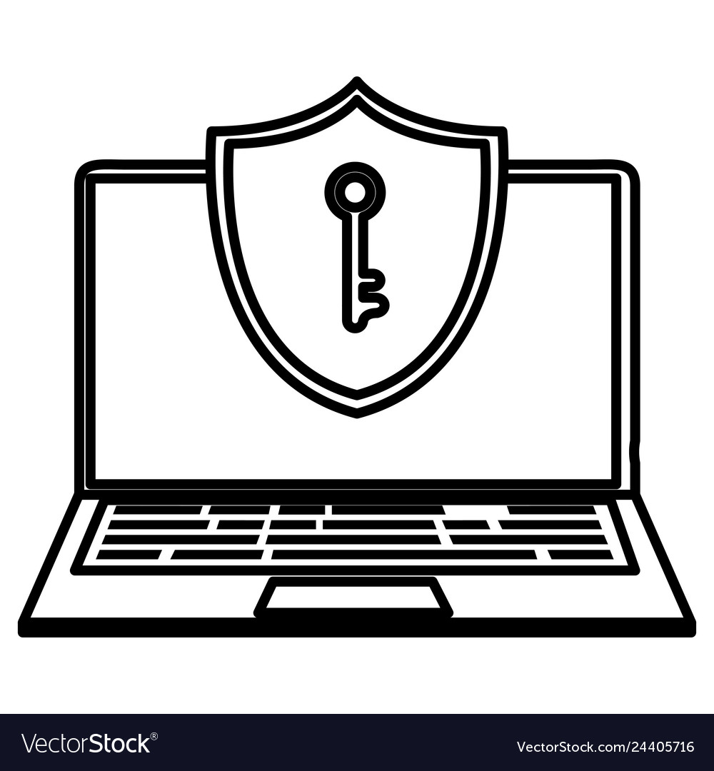 Laptop computer with shield and key