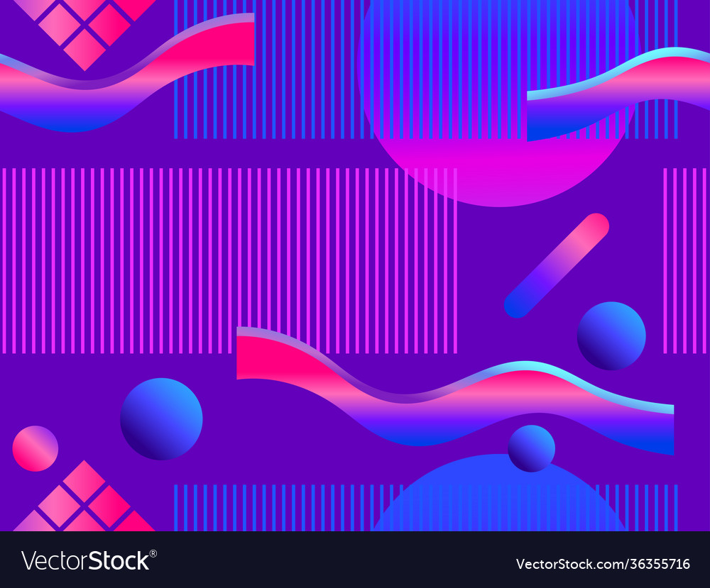 Memphis seamless pattern with futuristic gradient vector image Memphis seamless pattern with futuristic gradient