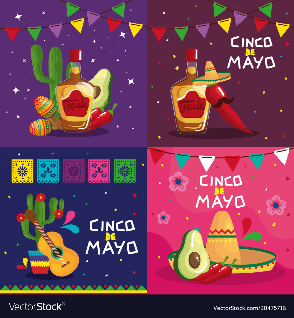 Mexikanischer Ikonensatz cinco de mayo design