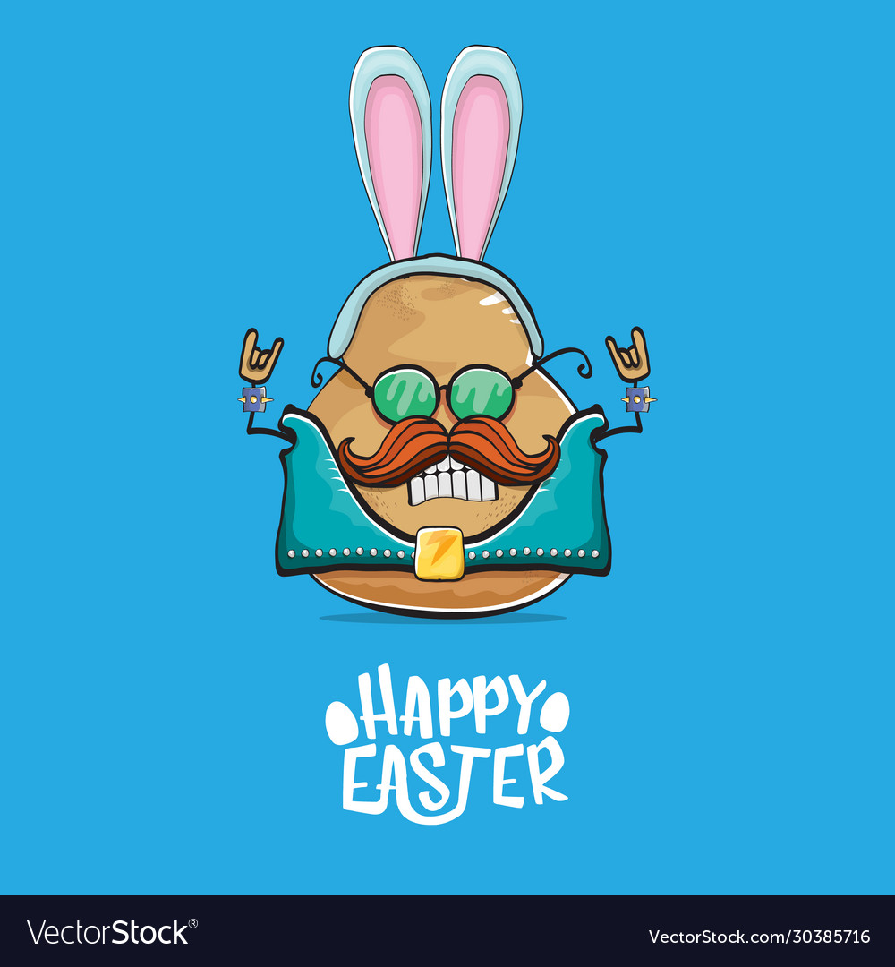 Rock star easter potato funny cartoon Royalty Free Vector