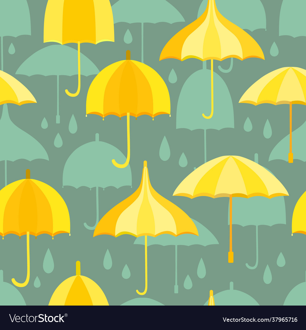 Seamless pattern with an umbrellas and rain vector image Seamless pattern with an umbrellas and rain