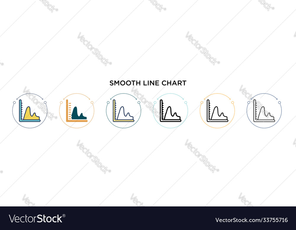 Smooth line chart icon in filled thin