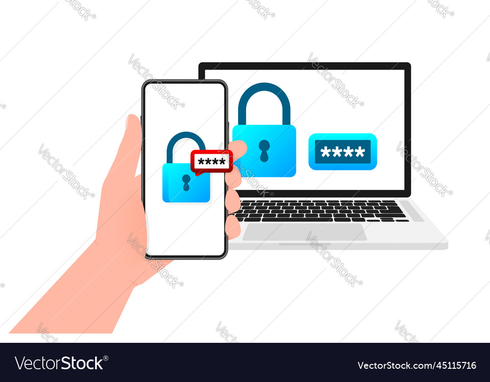 Two step authentication 2fa -two factor vector image Two step authentication 2fa -two factor