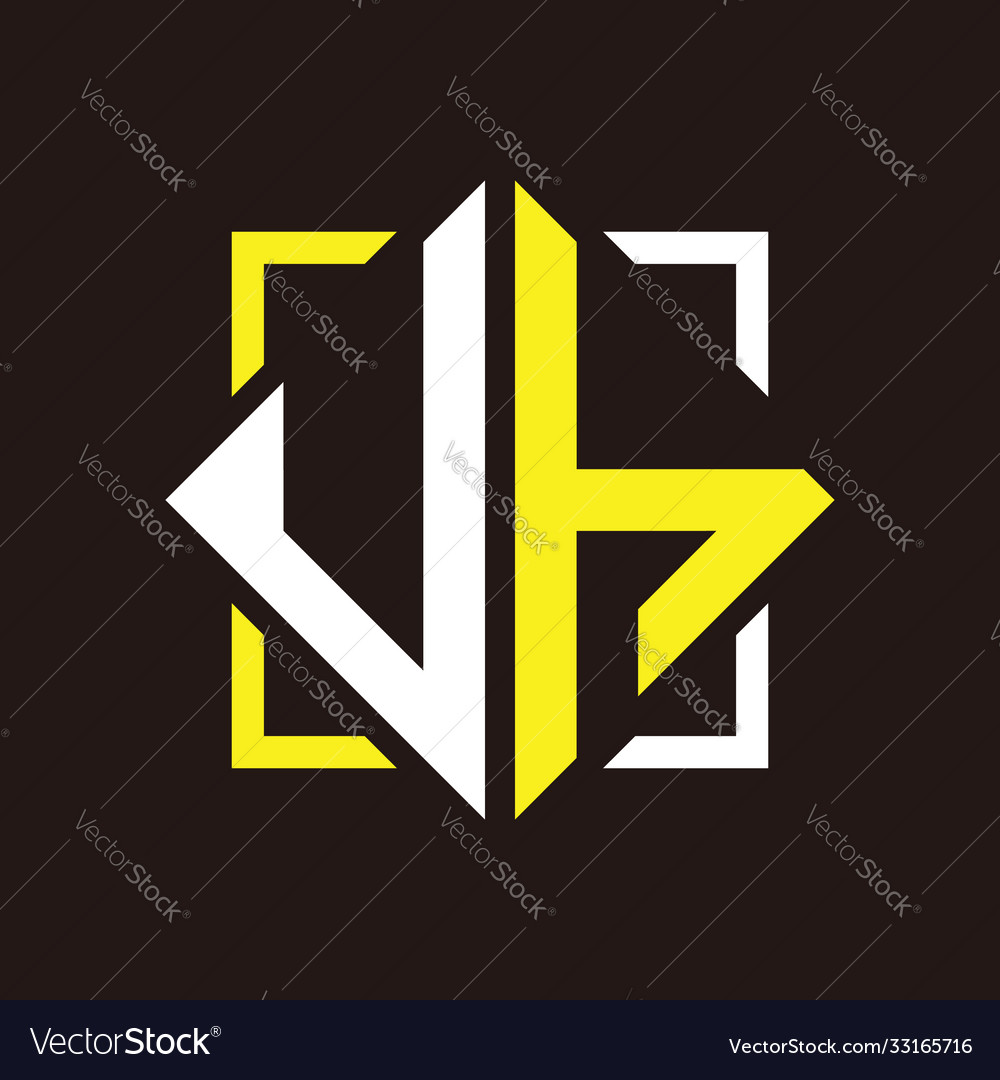 U h initials quadrangle monogram with square