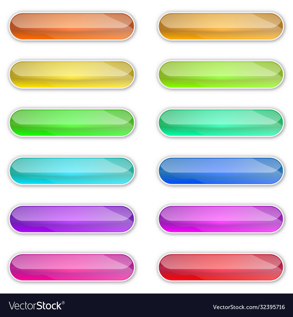 Web glossy buttons with shadow bright vector image Web glossy buttons with shadow bright