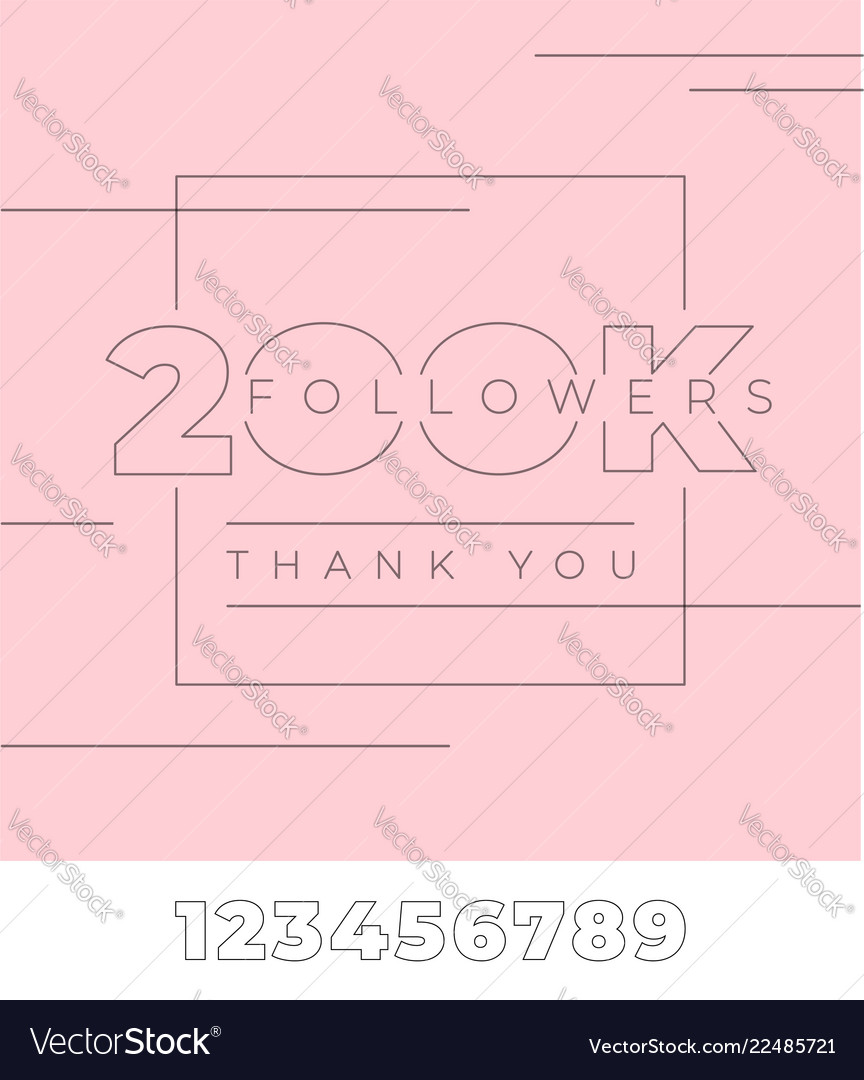 200k followers thank you typography on pink