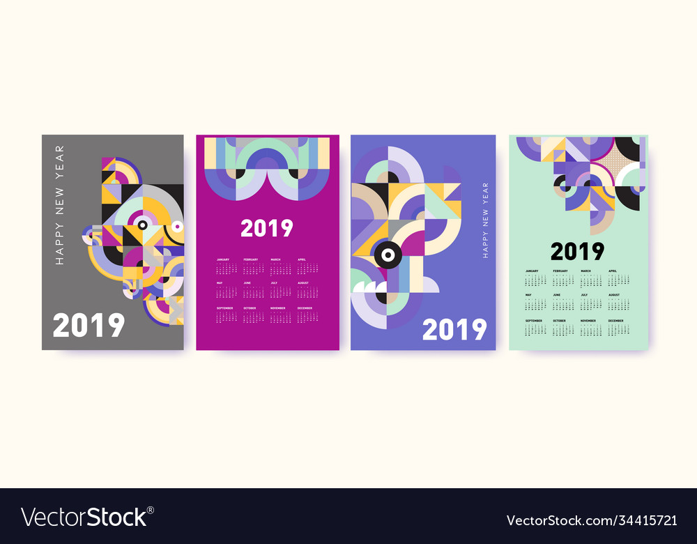 2021 calendar design template with colorful