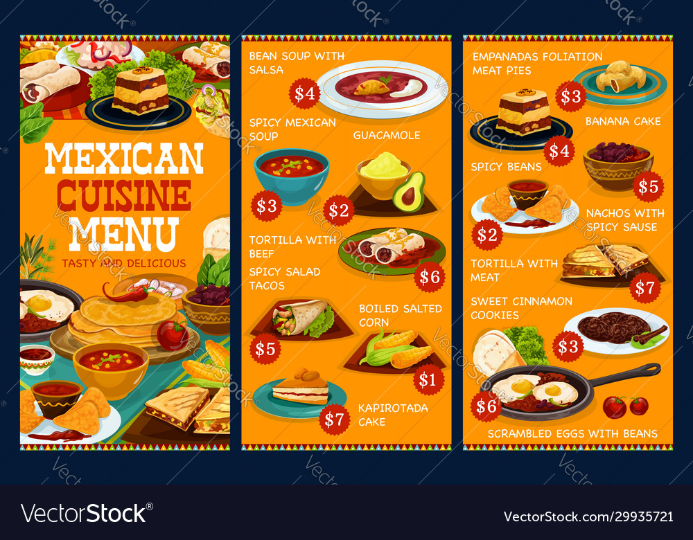 Traditional Mexican Food Menu