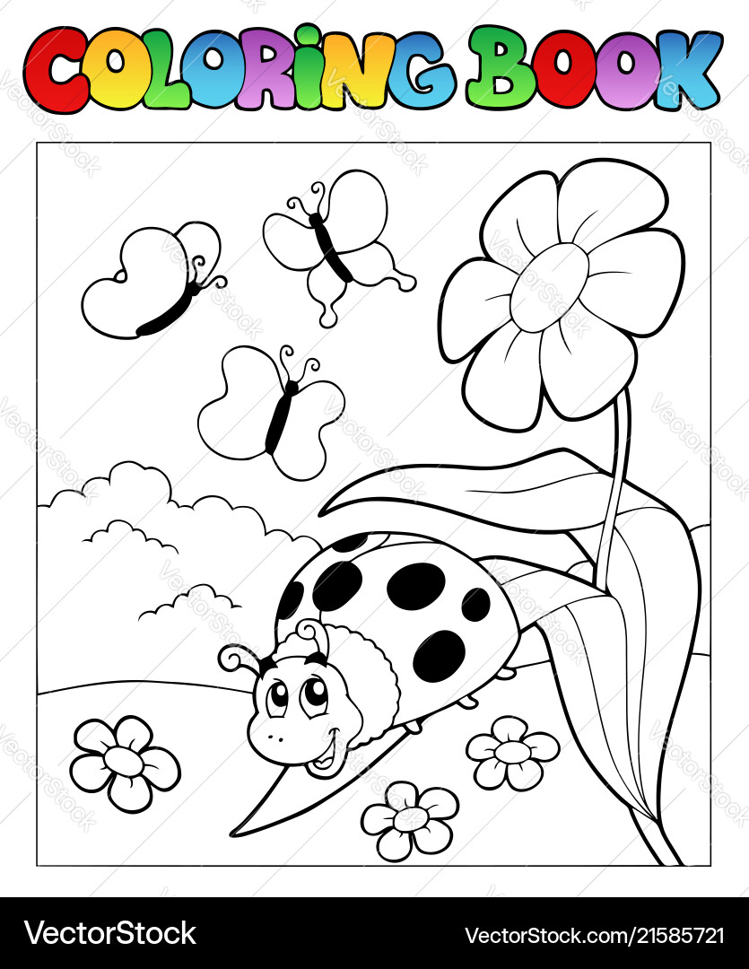Coloring book with ladybug 1 Royalty Free Vector Image
