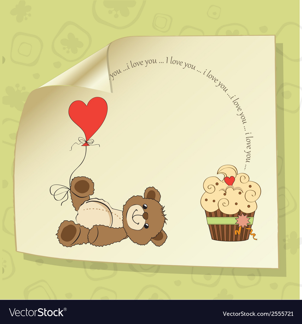 Cute love card with teddy bear