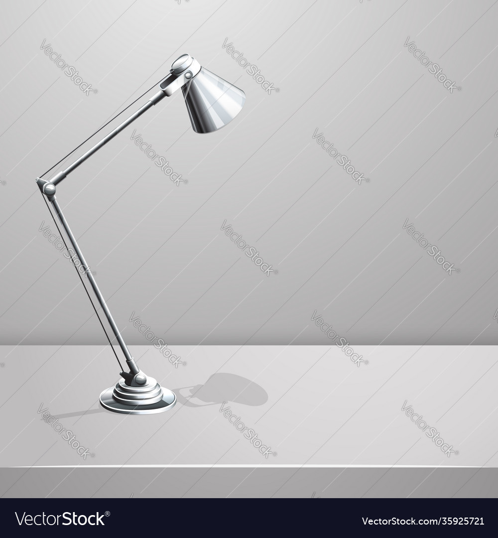 Desk lamp on table white empty background