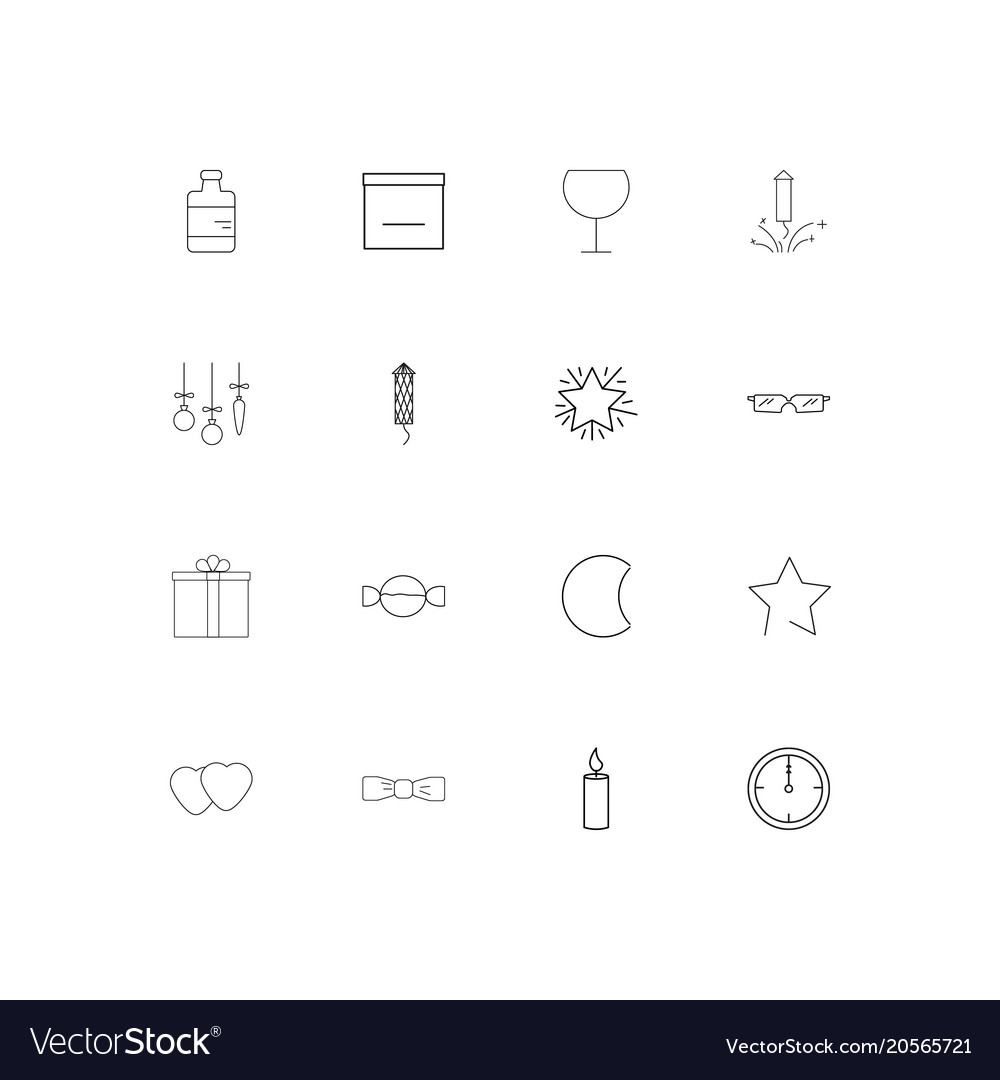 Holidays simple linear icons set outlined