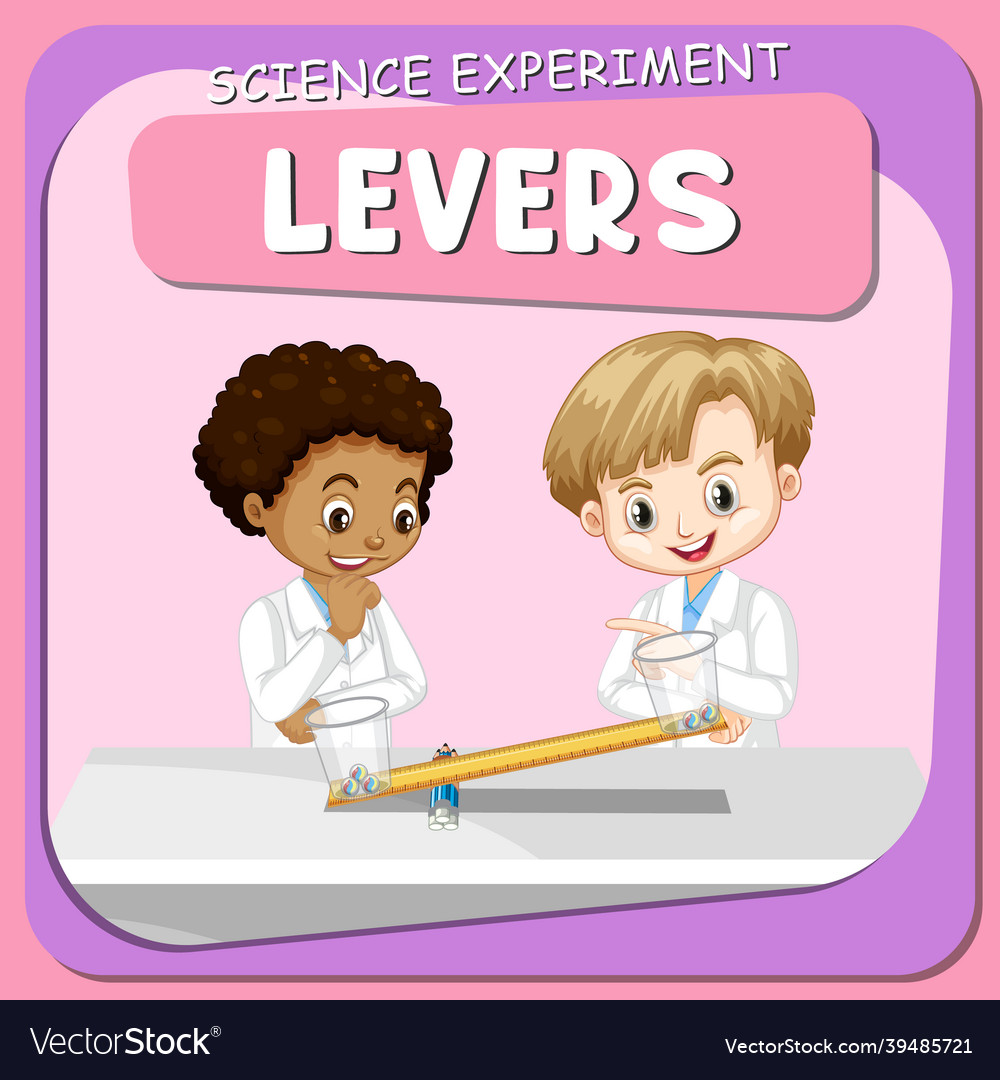 Levers science experiment with scientist kids Vector Image
