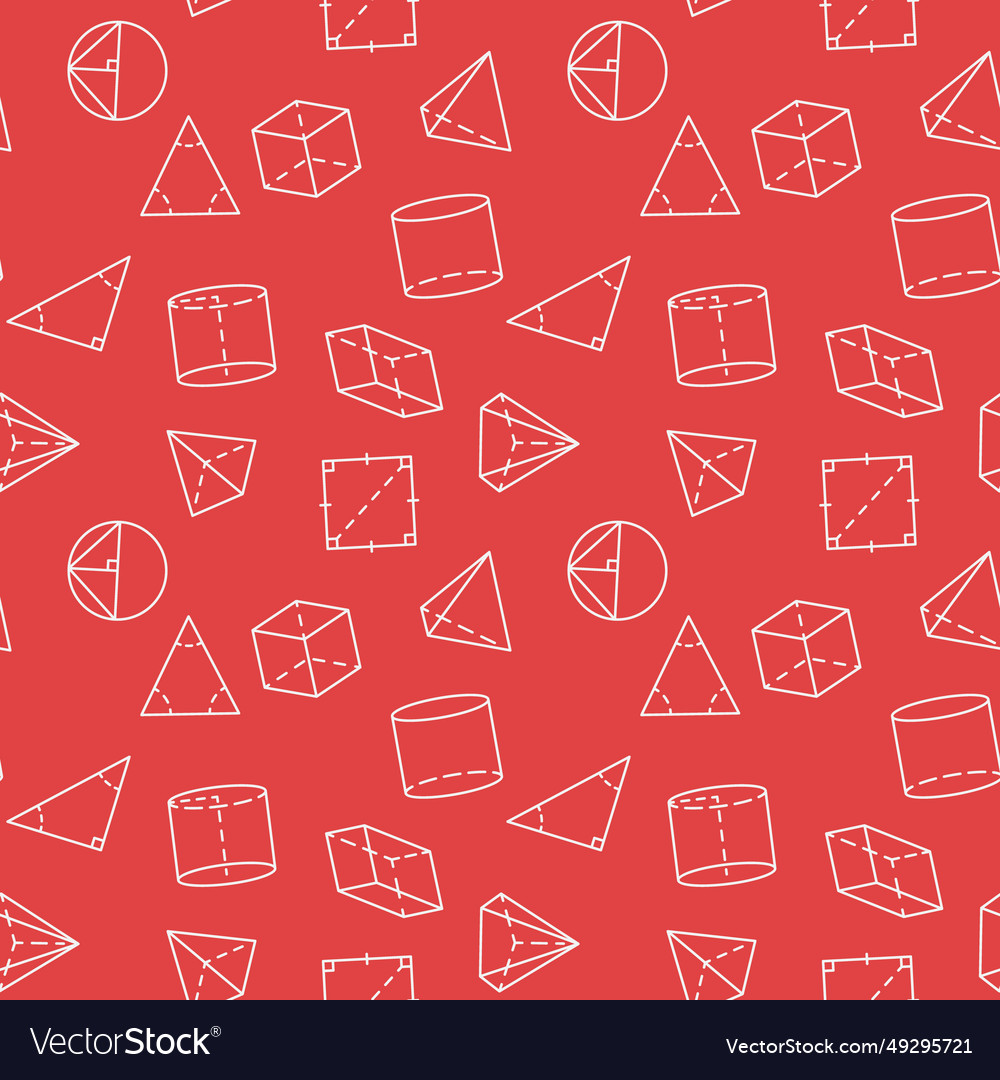 Mathematics figures red seamless pattern in line