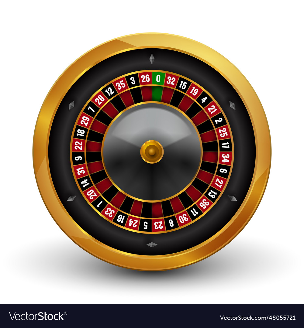 Realistic casino gambling roulette wheel isolated