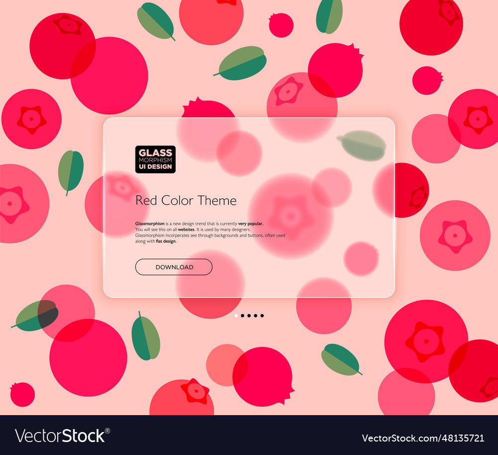 Red color theme frosted glassmorphism berry Vector Image