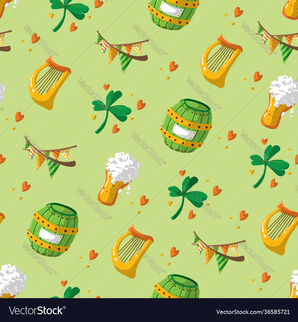 Saint patrick s day seamless pattern holiday vector image Saint patrick s day seamless pattern holiday