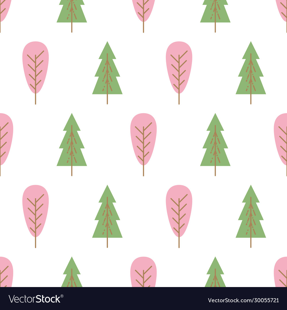 Seamless pattern with colored trees
