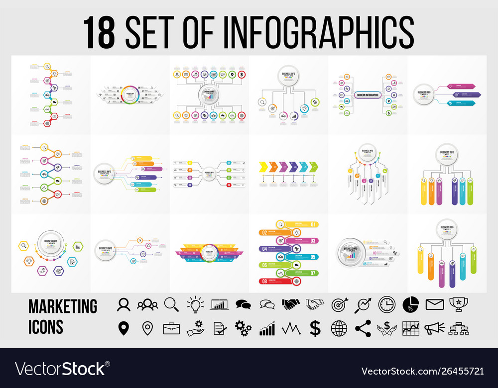 Set of infographics elements design template vector image Set of infographics elements design template
