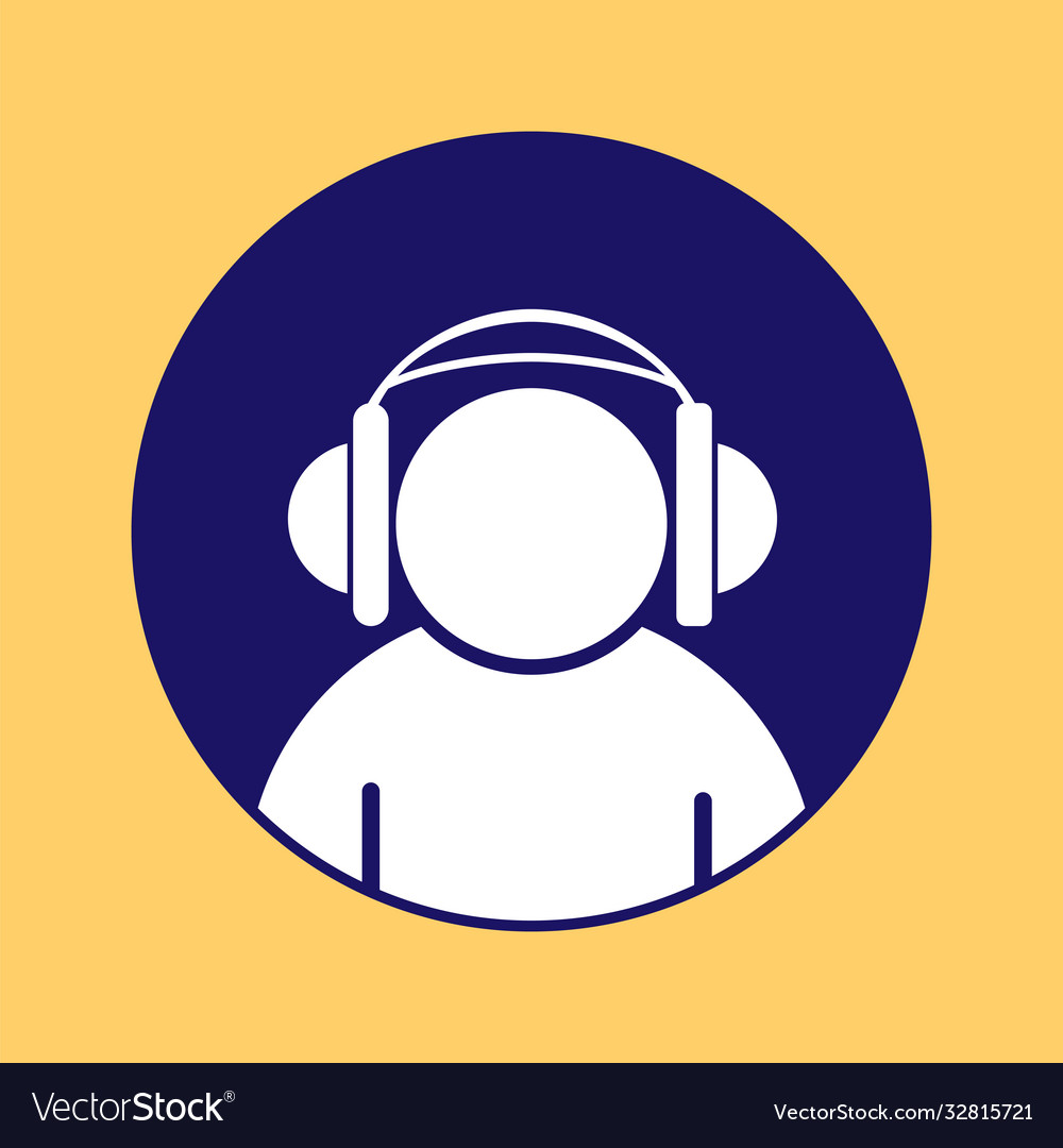 Silhouette a man wearing headphones on a round Vector Image