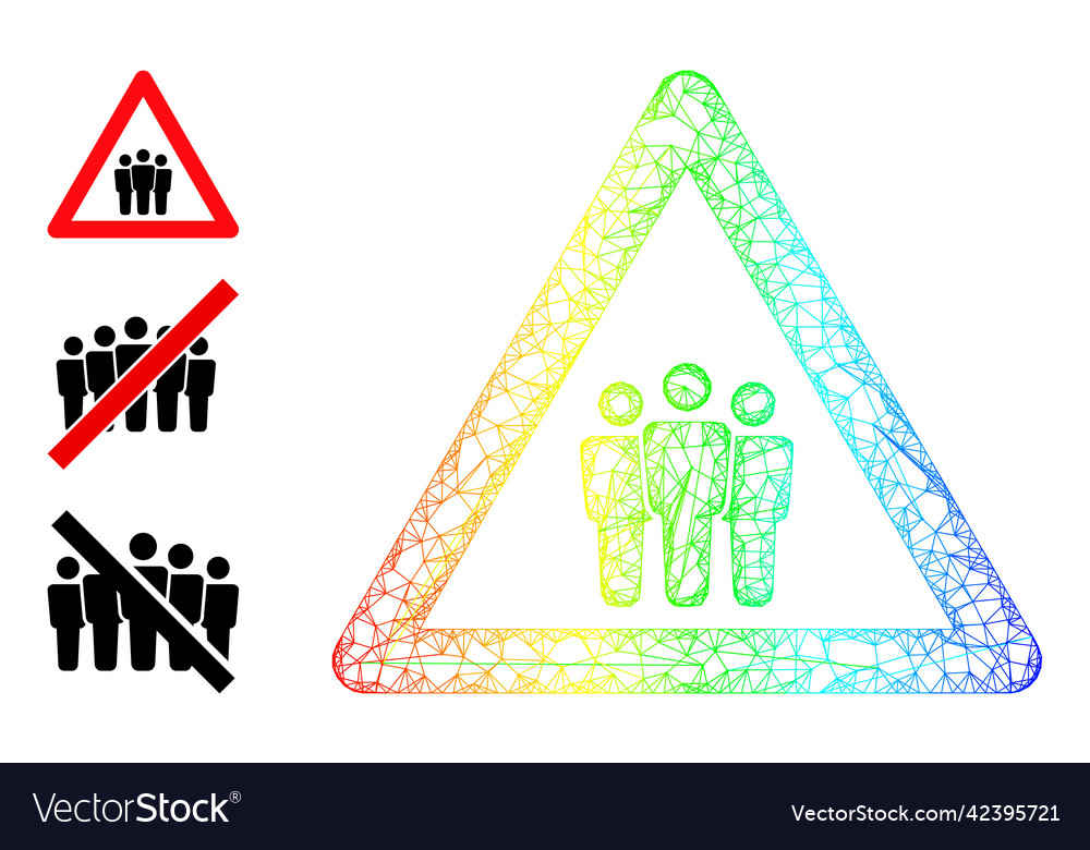 Spectral gradient net mesh people warning icon vector image Spectral gradient net mesh people warning icon