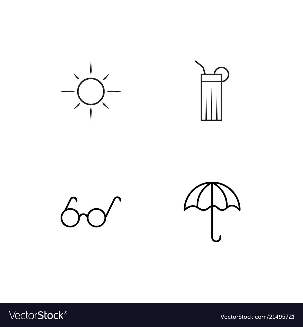 Summer linear icons set simple outline