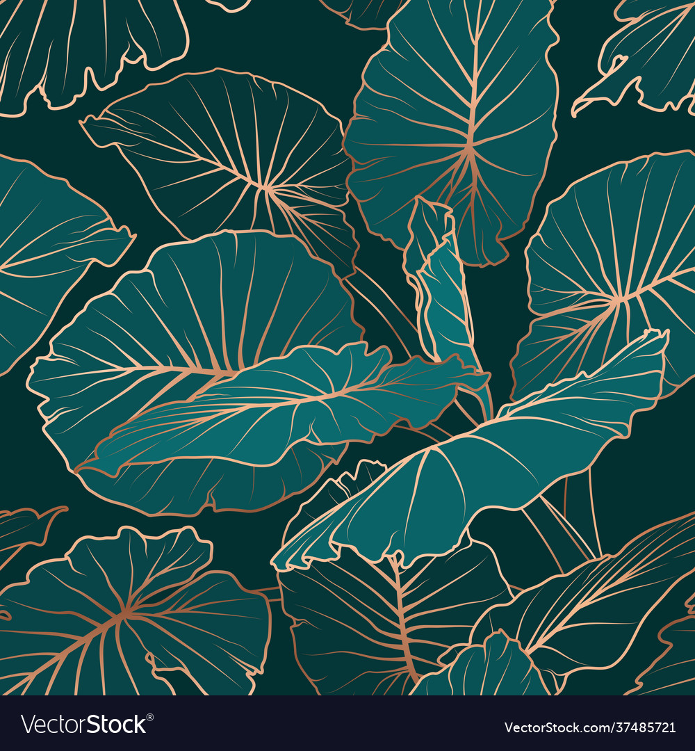 Urban jungle alocasia large green leaves vector image Urban jungle alocasia large green leaves