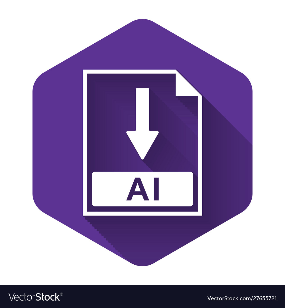 White Ai File Document Icon Download Ai Button Vector Image