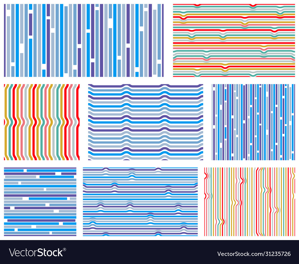 Abstract lines seamless patterns set backgrounds vector image Abstract lines seamless patterns set backgrounds