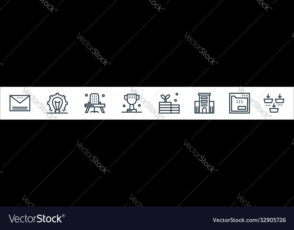 Business line icons linear set quality