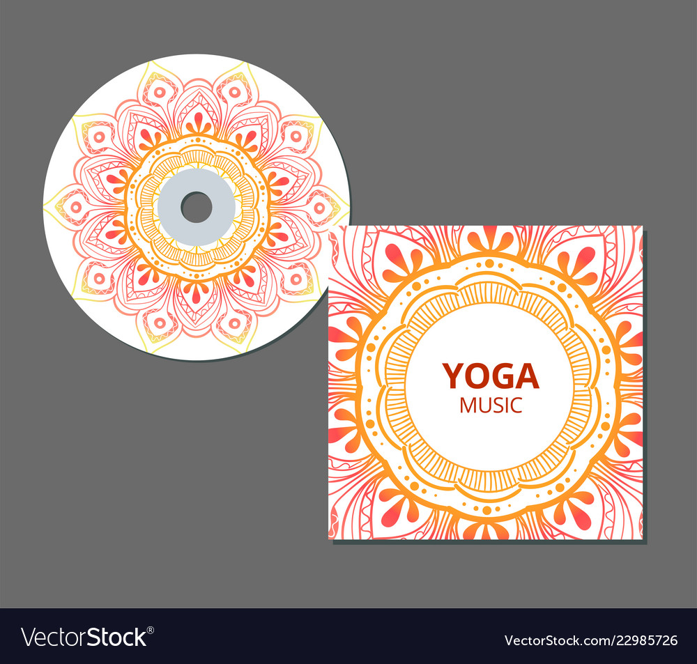 cd cover design template with floral mandala style