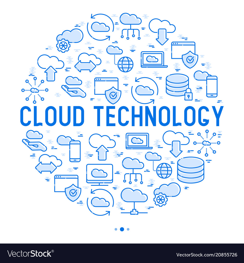 Cloud computing technology concept in circle vector image Cloud computing technology concept in circle