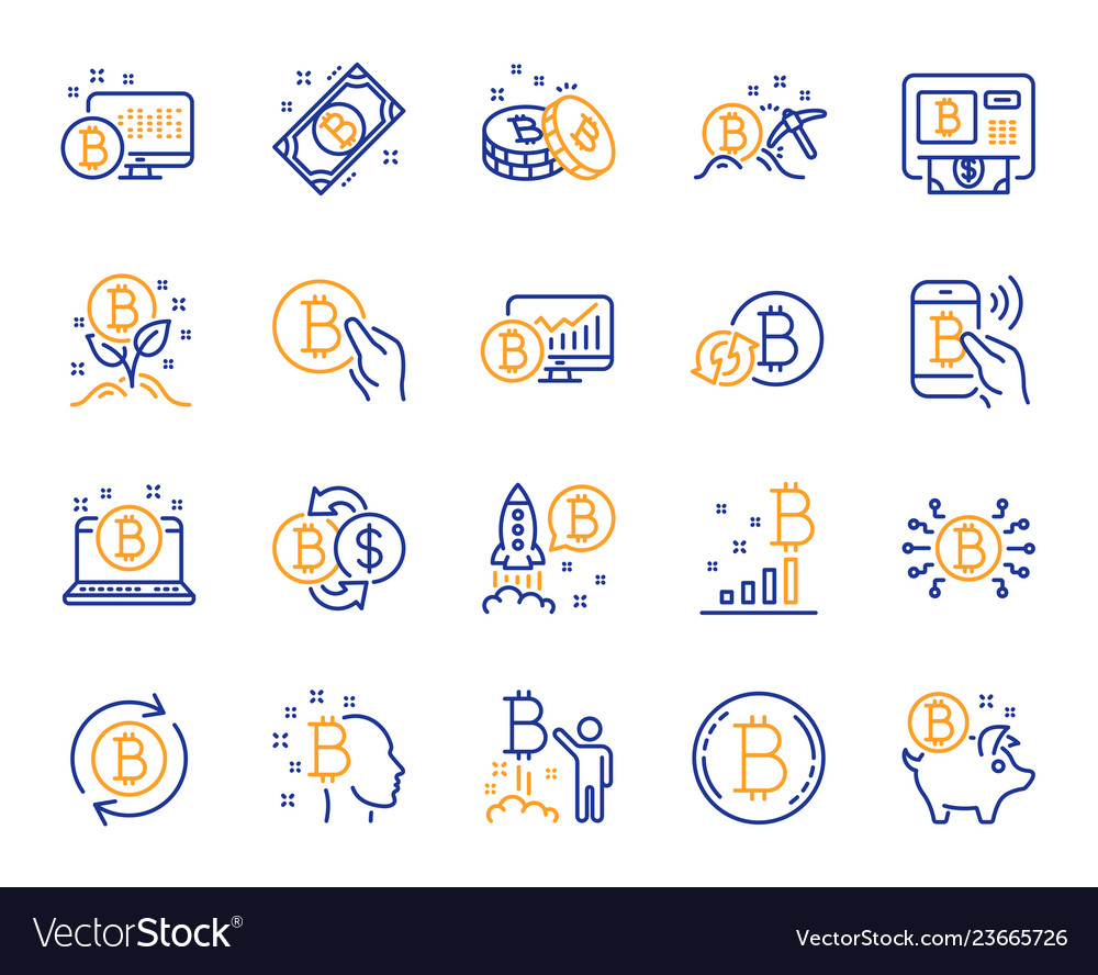 Cryptocurrency line icons set of blockchain Vector Image Cryptocurrency line icons set of blockchain