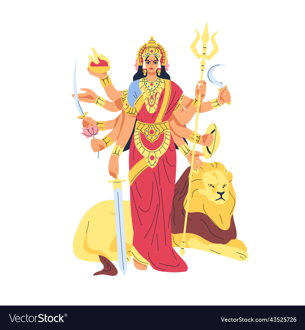 Durga jagadamaba indian warrior goddess hindu vector image Durga jagadamaba indian warrior goddess hindu