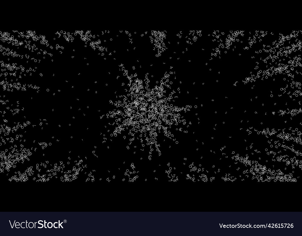 Falling numbers big data concept binary white vector image Falling numbers big data concept binary white