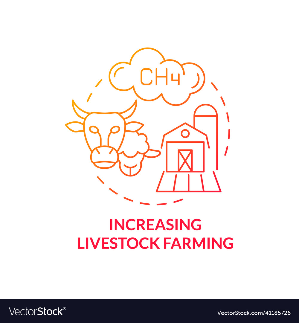 Increasing livestock farming red gradient concept