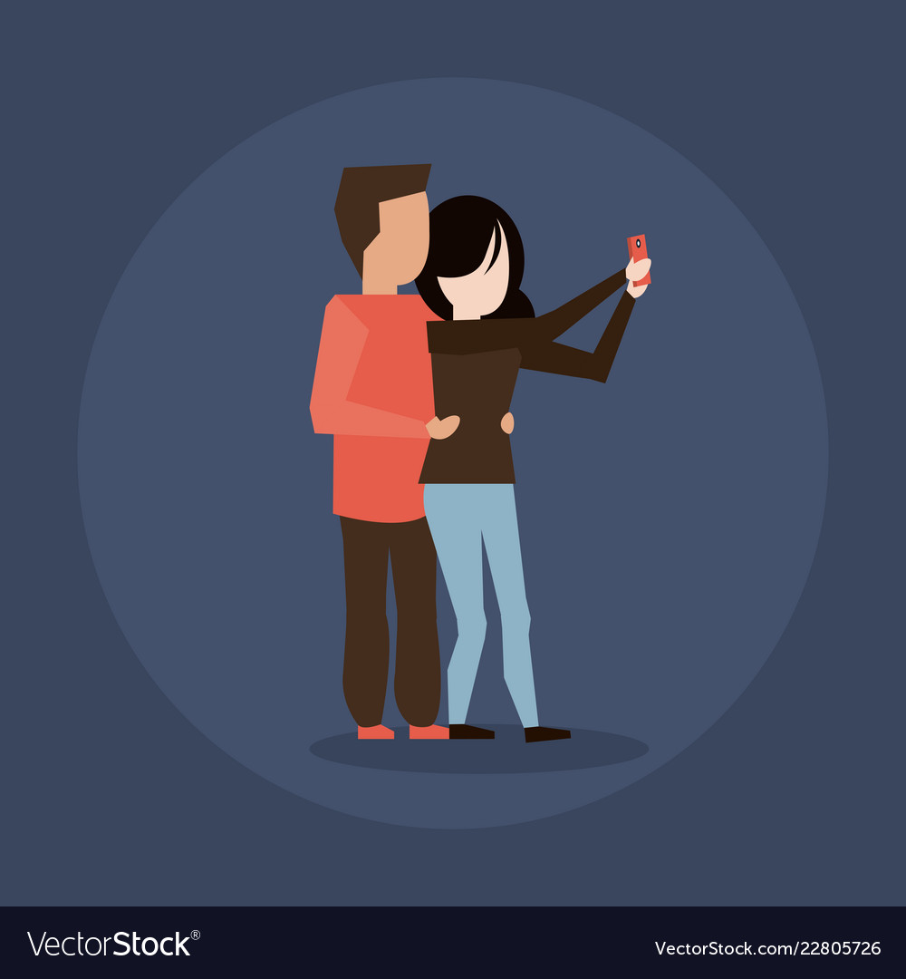 Man and woman couple taking selfie