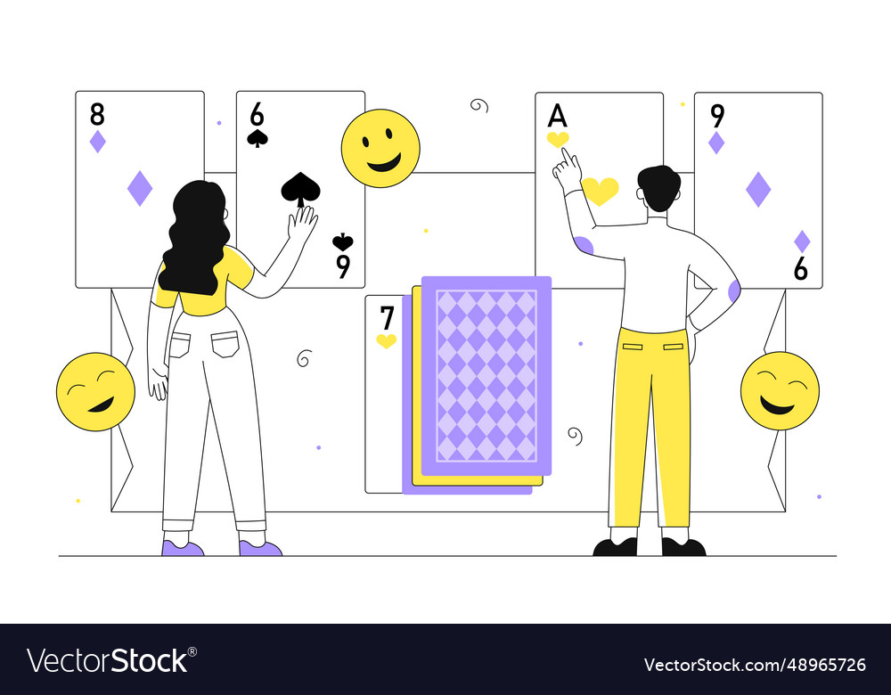 People with play cards line vector image People with play cards line