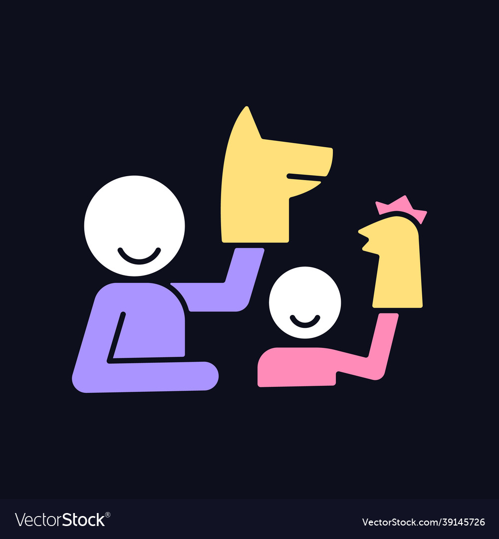 Playing with puppets rgb color icon for dark theme vector image Playing with puppets rgb color icon for dark theme