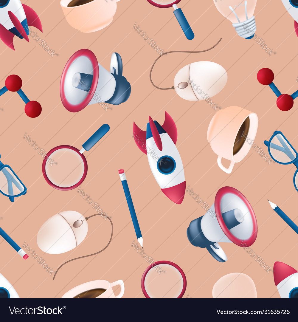 Seamless pattern with flying rocket science vector image Seamless pattern with flying rocket science