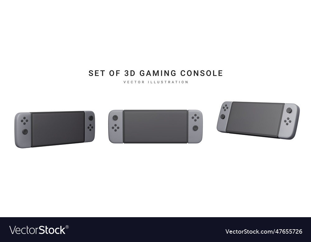 Set of 3d realistic gaming console isolated